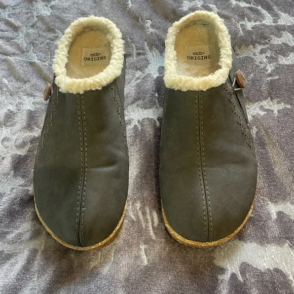 Earth Origins Janae Faux Fur Lined Clogs | Women’s 8 | Dark Grey - Picture 1 of 5